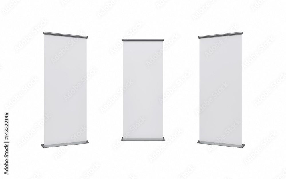 Blank roller banner set. 3d illustration isolated white background Stock Illustration Adobe Stock