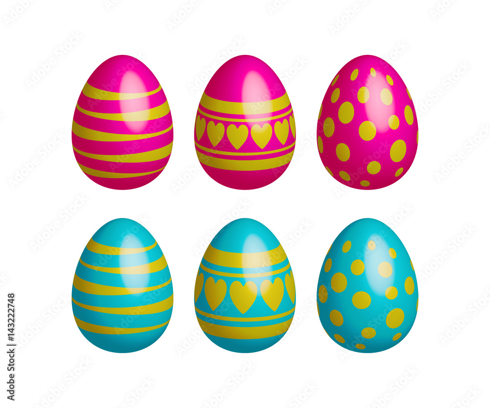 Easter eggs. Set of color Easter eggs on white background