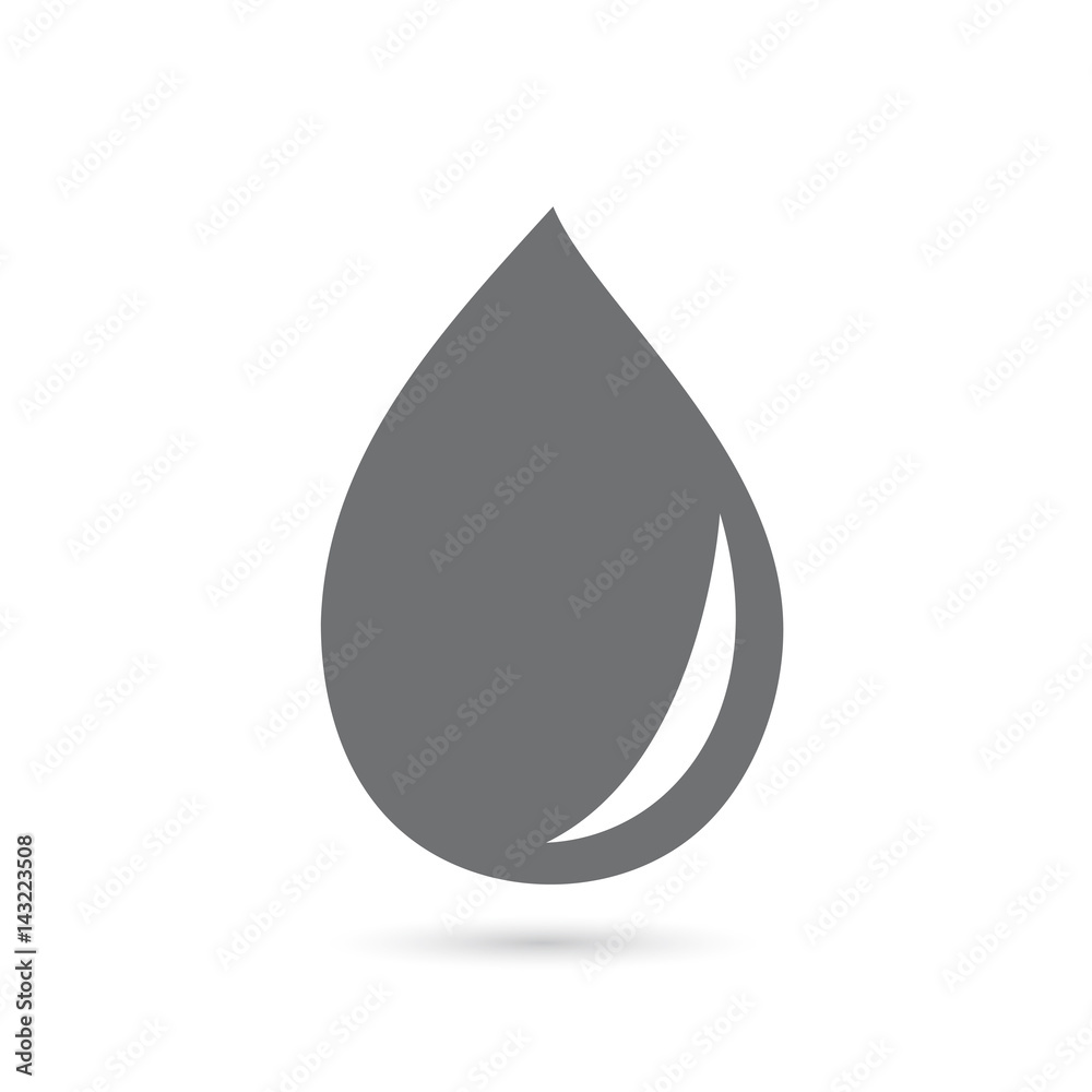 Icon of a drop of gray water on a white background Icon of a drop of gray water on a white background