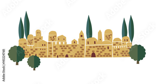 Middle East Town, Old City, Vector illustration