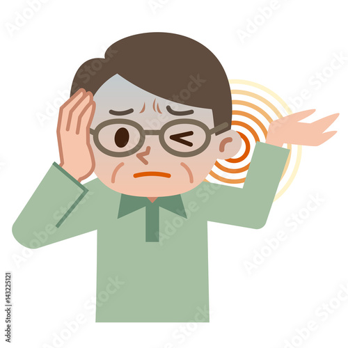 耳鳴りに悩むシニア男性