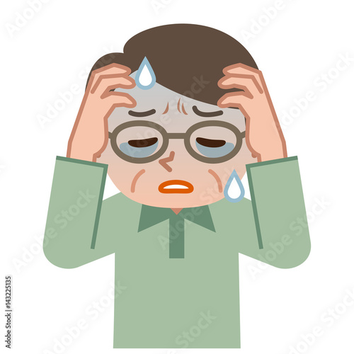 体調不良のシニア男性