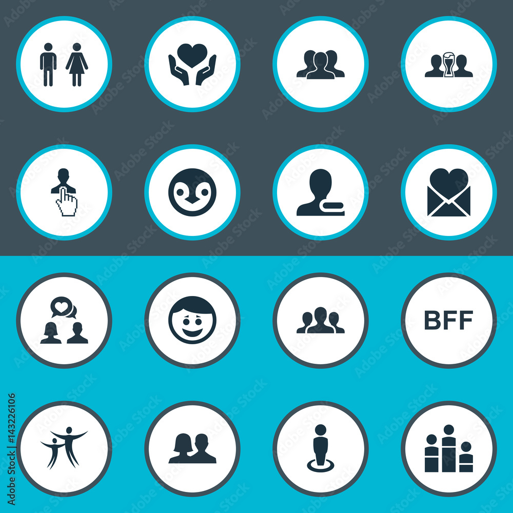Vector Illustration Set Of Simple Icons. Elements Partner, Dance ...