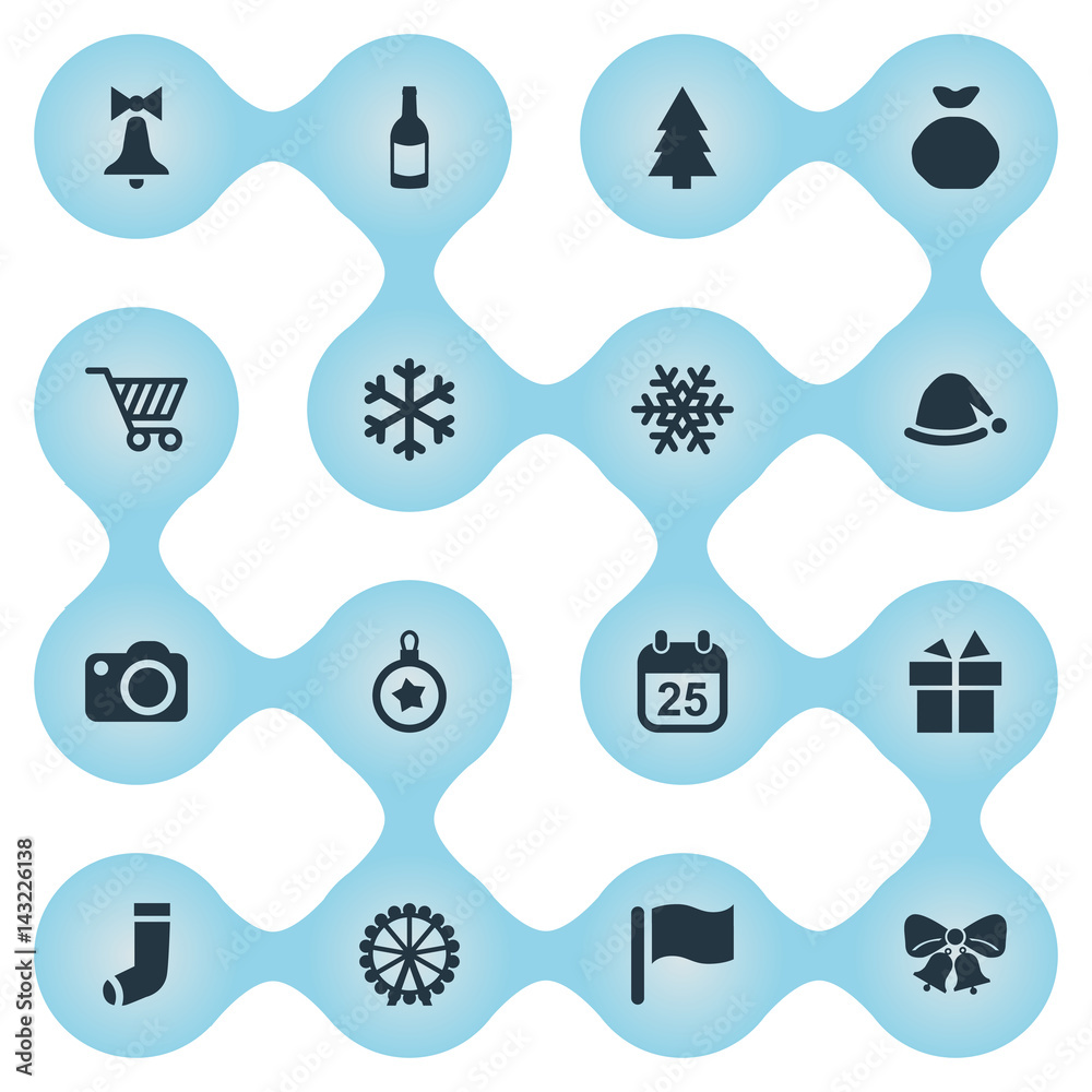 Vector Illustration Set Of Simple Christmas Icons. Elements ...