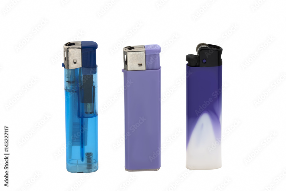A color plastic lighter on white background A color plastic lighter on white background