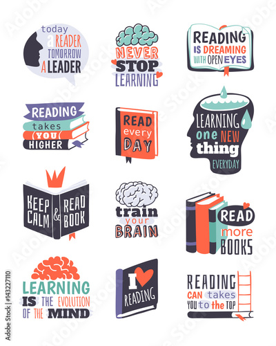 Reading motivation badge vector illustration.