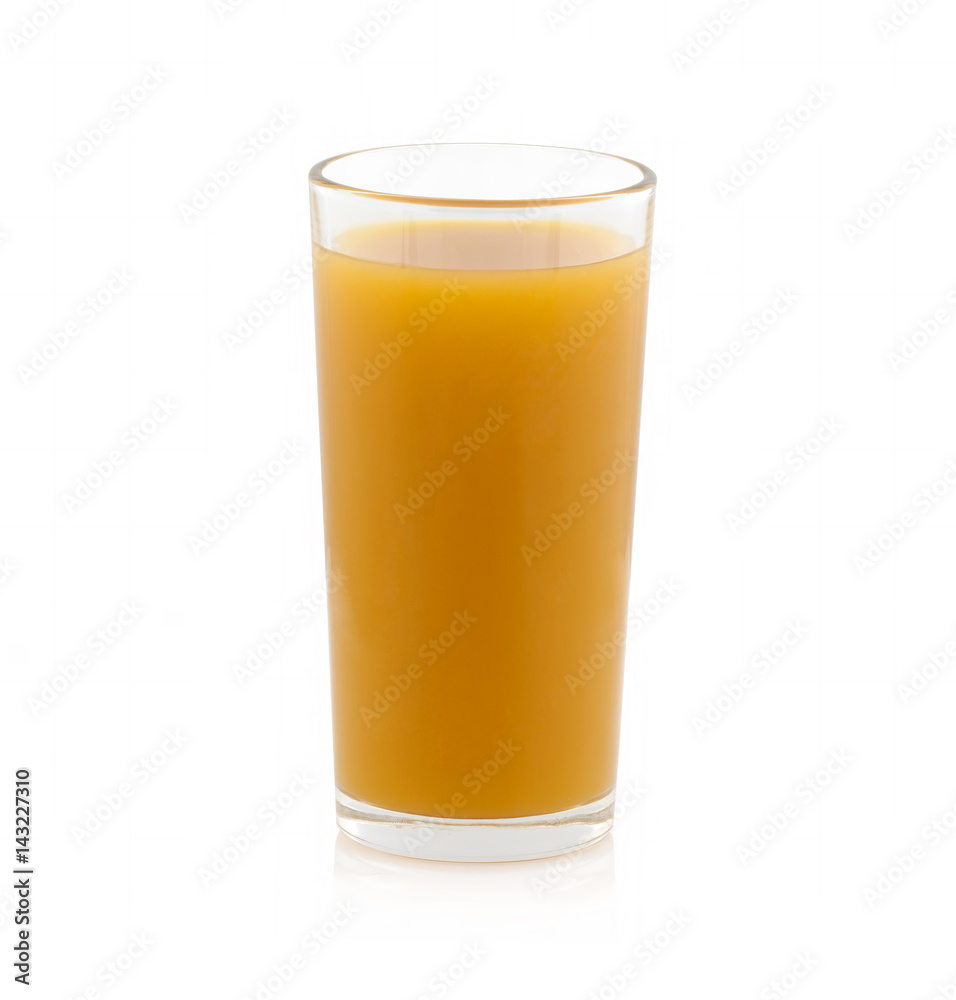 Yellow juice in a glass cup on a white background without shadow Yellow juice in a glass cup on a white background without shadow