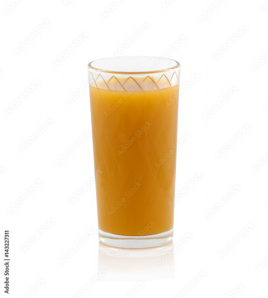 Yellow juice in a glass cup on a white background without shadow Yellow juice in a glass cup on a white background without shadow