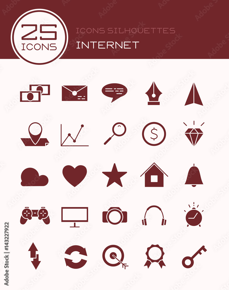 Icons silhouettes internet