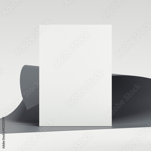 Dark rolled paper and white sheet. 3d rendering