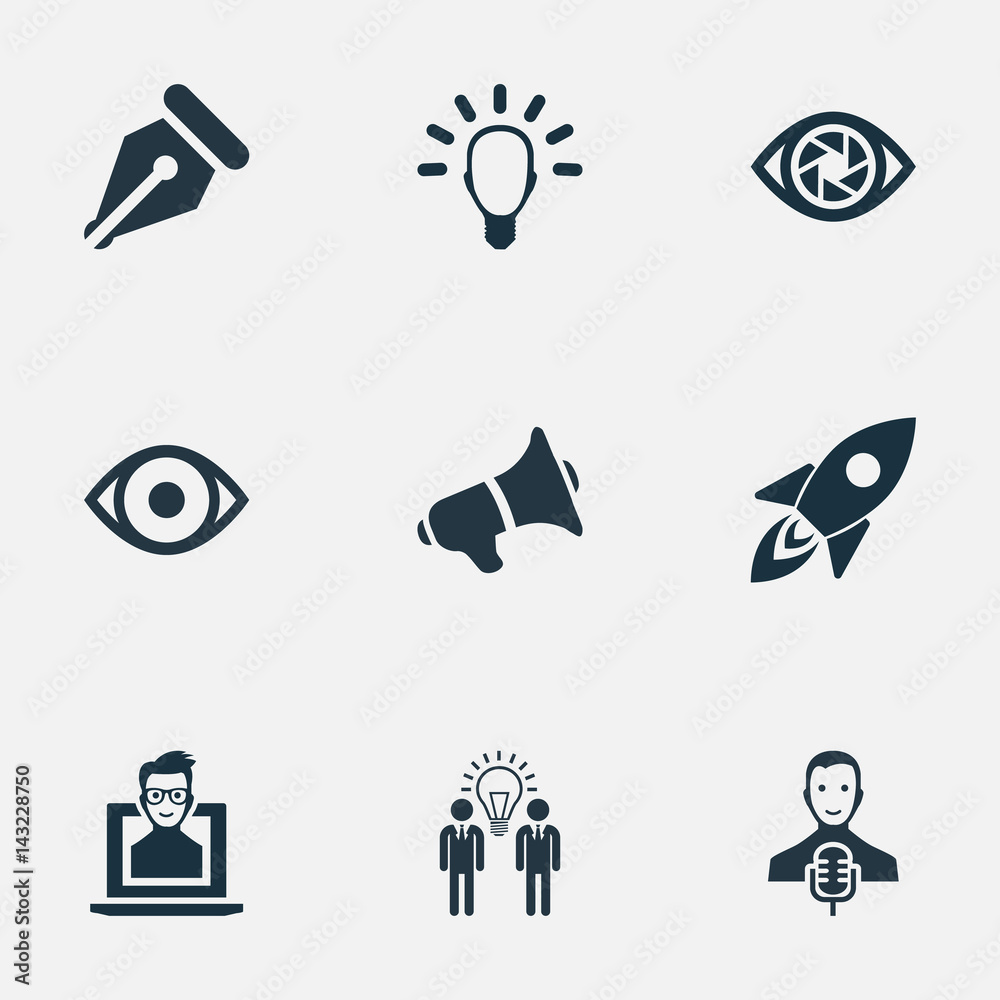 Vector Illustration Set Of Simple Creative Thinking Icons. Elements