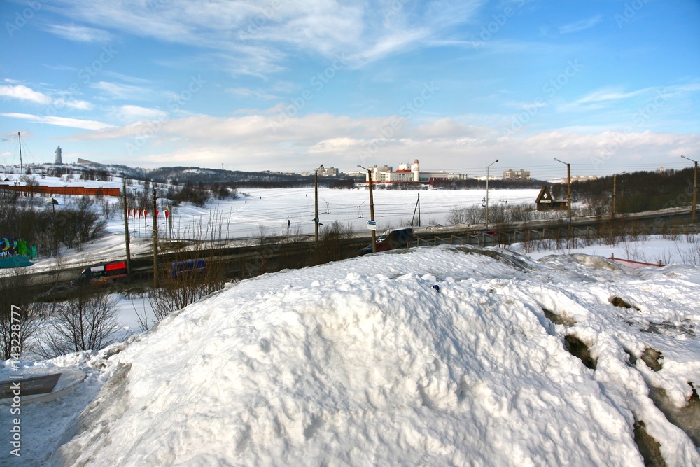  The winter in the city centre of Murmansk ,Russia