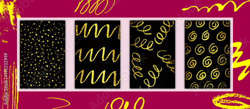 Cards Set with Glittering Gold