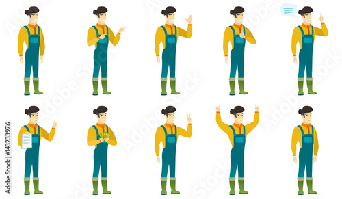 Vector set of illustrations with farmer characters