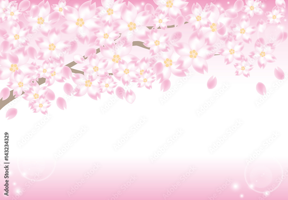 桜の木のフレーム ピンク背景 Stock ベクター Adobe Stock