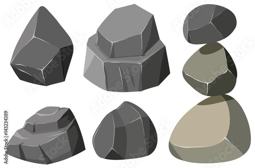 Different shapes of gray rocks