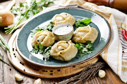Manti. Traditional meat dish of the peoples of Central Asia