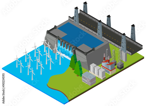 Power station by the dam