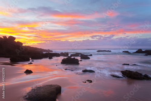 Scenic sea landscape at sunset. Atlantic coast. Castelejo beach. Algarve. Portugal (Praia do Castelejo)