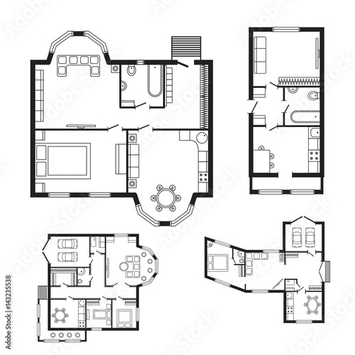 Modern office architectural plan interior furniture and construction design drawing project