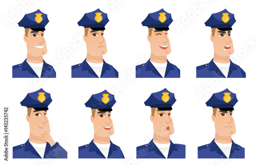 Vector set of policeman characters.