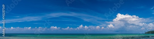 Panorama of beach with blue sky