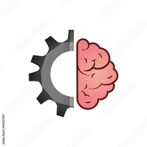 brain human with gear creative icon vector illustration design