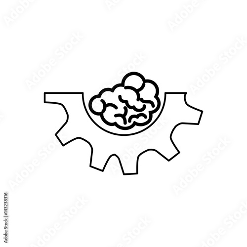 brain human with gear creative icon vector illustration design