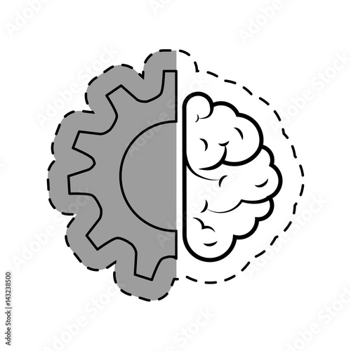 brain human with gear creative icon vector illustration design