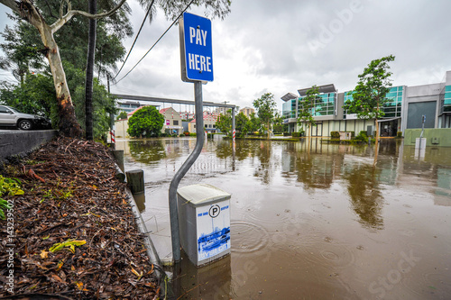 Brisbane suburb during big flood event