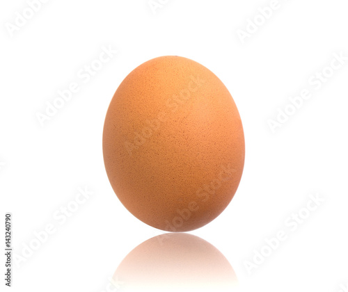 Single brown chicken egg isolated on white background.