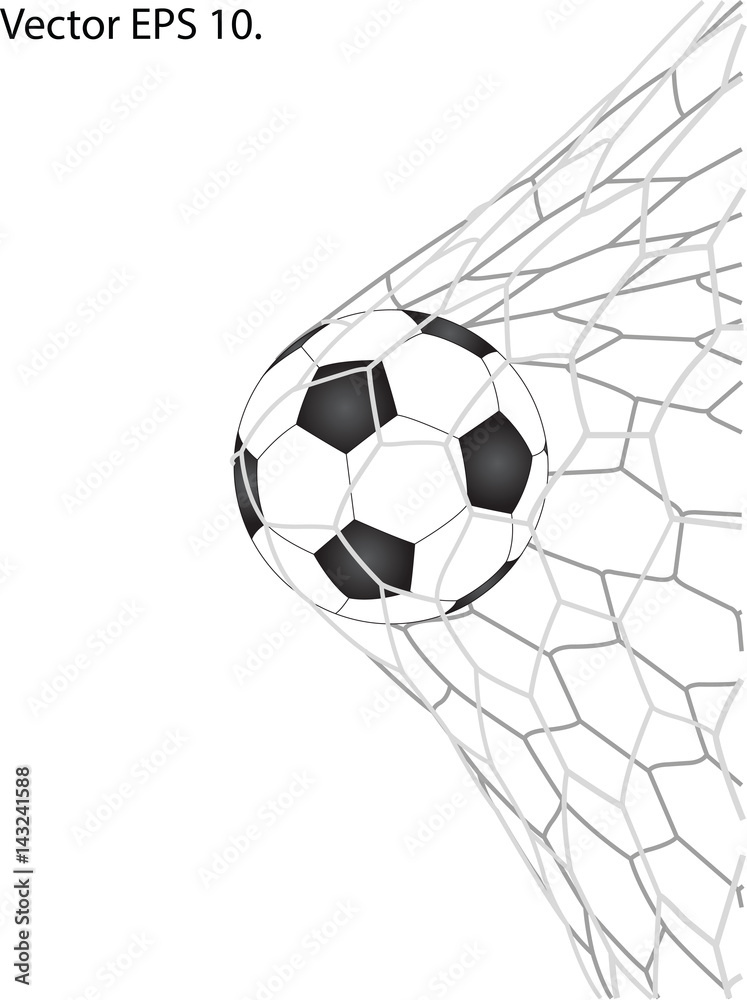 Soccer Football in Goal Net line sketched up Vector Illustrator, EPS 10.