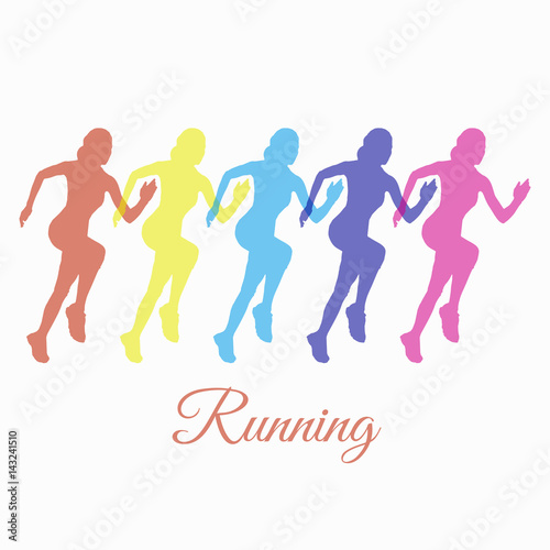 sport running woman silhouette color vector eps 10