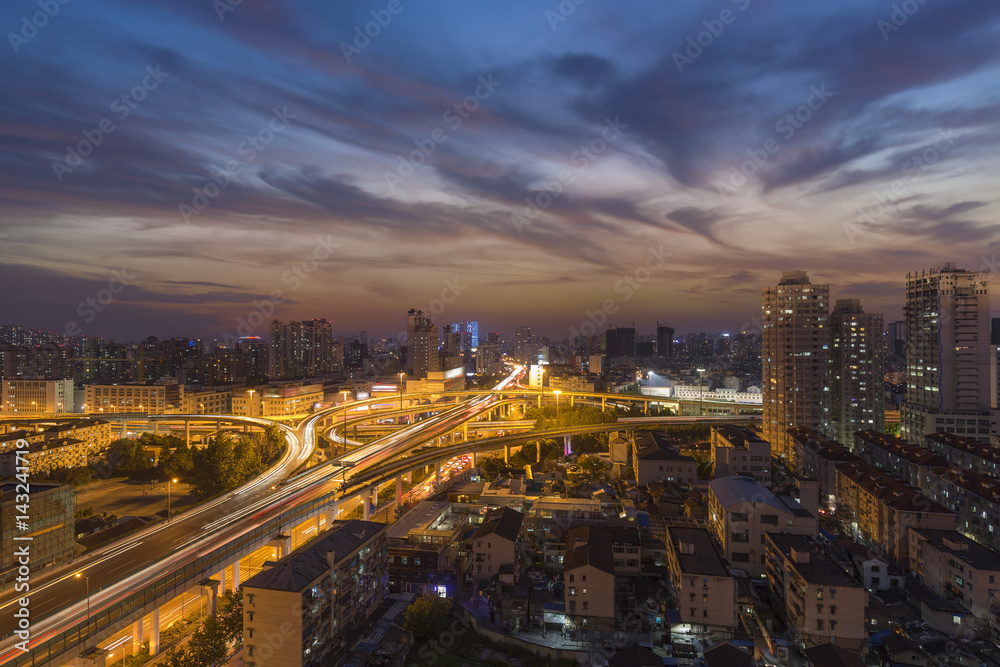 At night the overpass expressway At night the overpass expressway