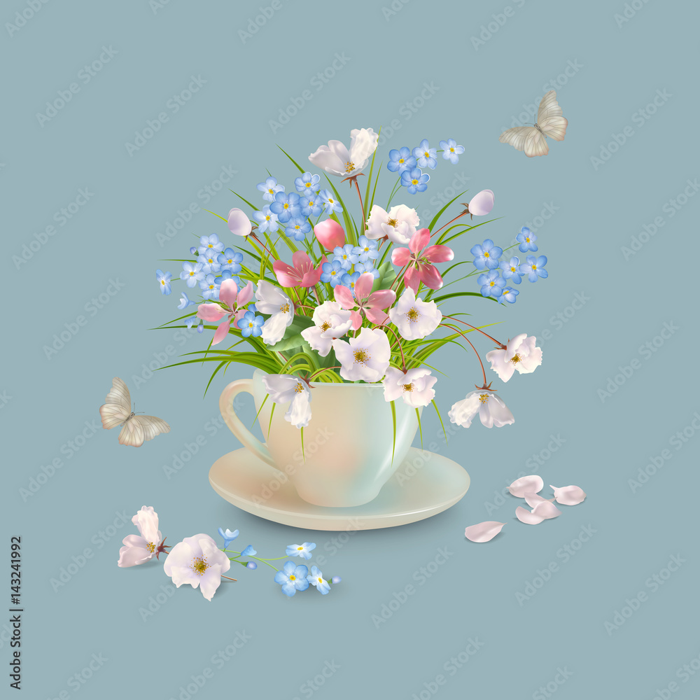 Herb and Flowers in the Cup