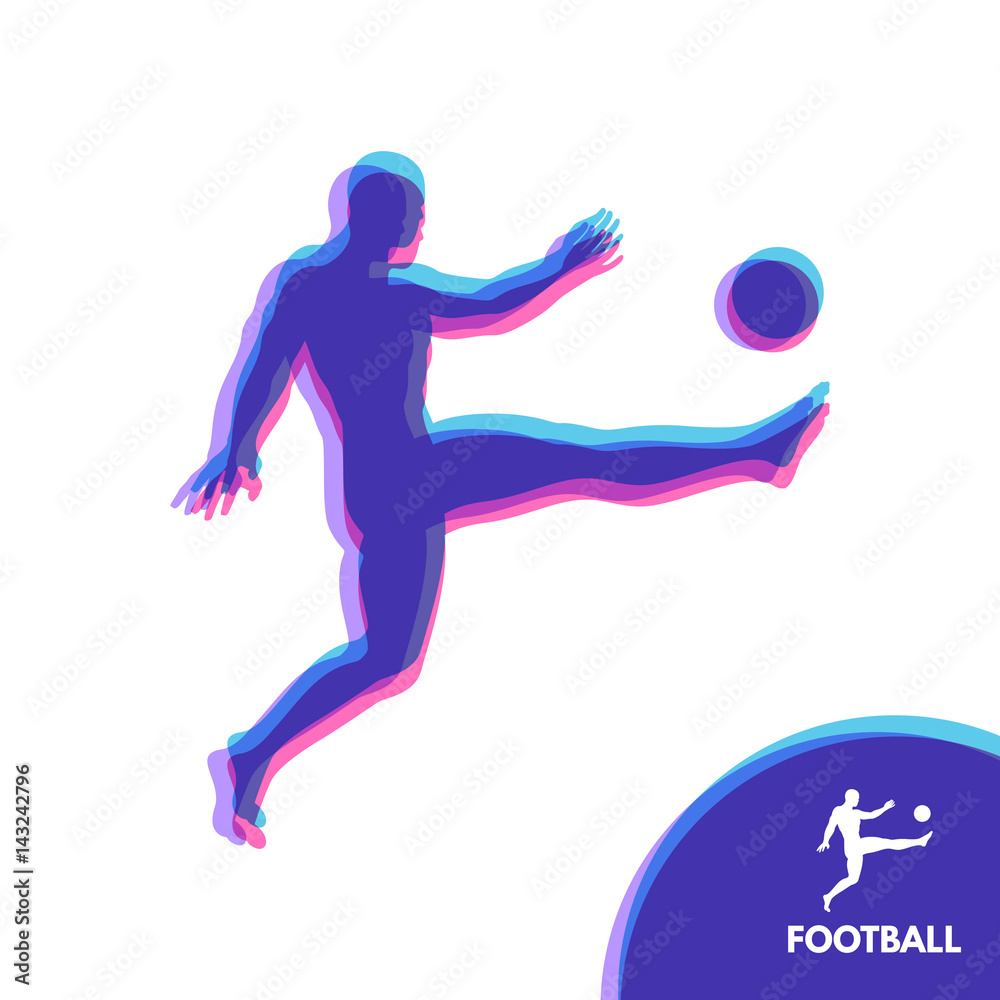 Football player with ball. Sports concept. Design Element. Vector Illustration.