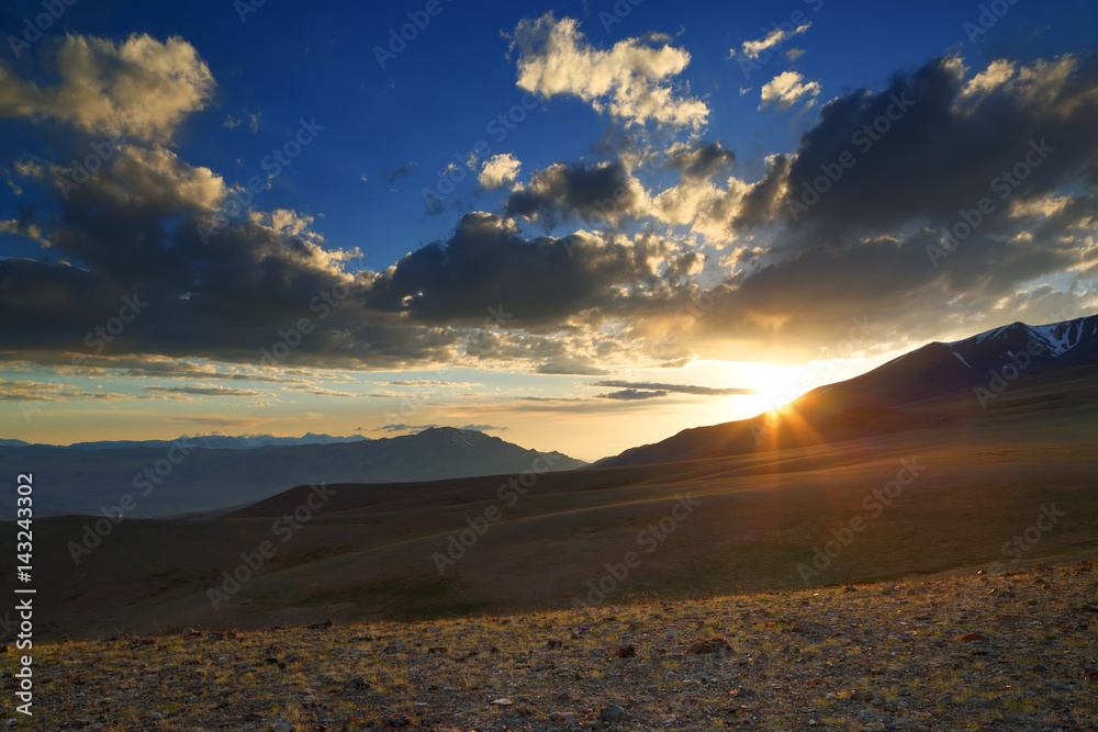 beautiful sunset in Altai mountains