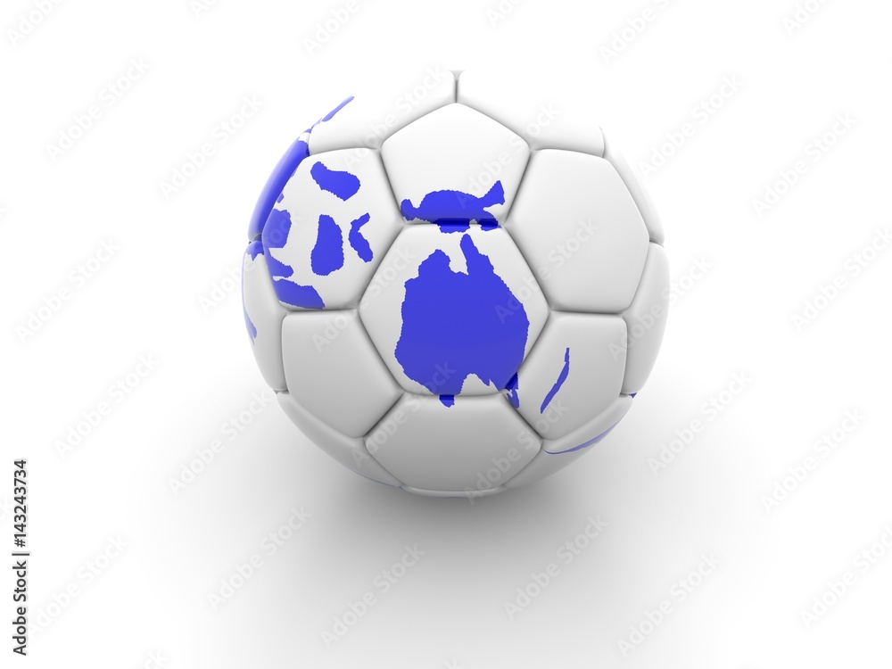 Soccer ball with the image of parts of the world 3d render Soccer ball with the image of parts of the world 3d render