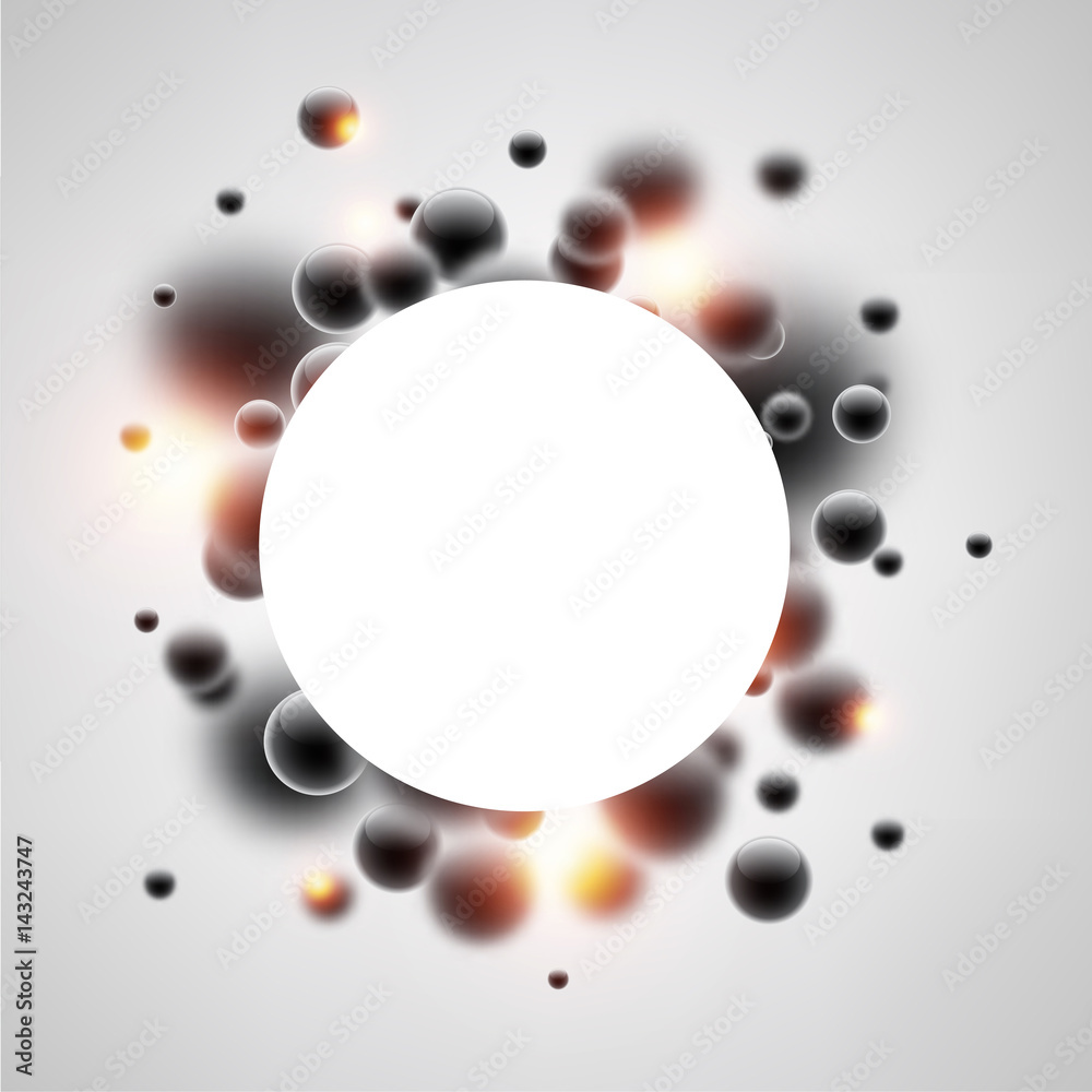 Round background with black 3d bubbles.