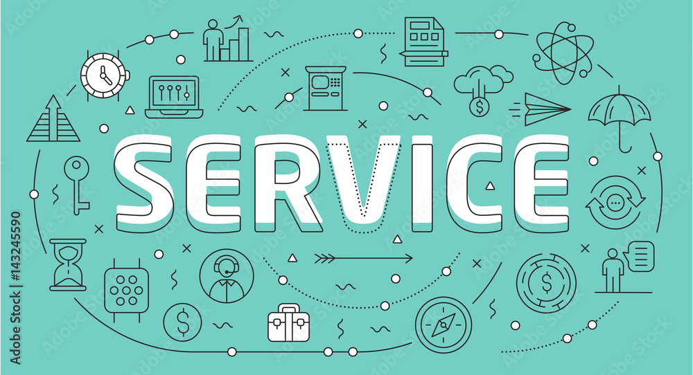 Obraz premium Linear flat illustration for presentations on green background