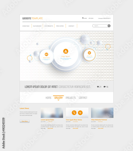 Modern Vector Website Template With Abstract Minimalistic Header Design