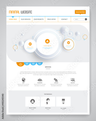 Modern Vector Website Template With Abstract Minimalistic Header Design