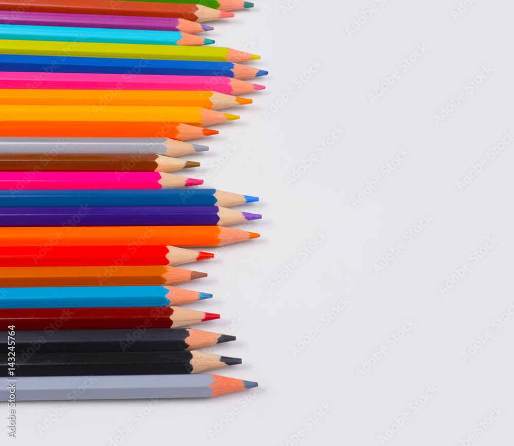 Fototapeta premium Color pencils isolated on white background professionally
