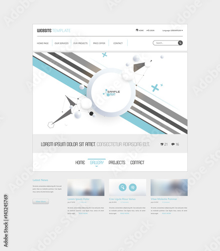 Modern Vector Website Template With Abstract Minimalistic Header Design