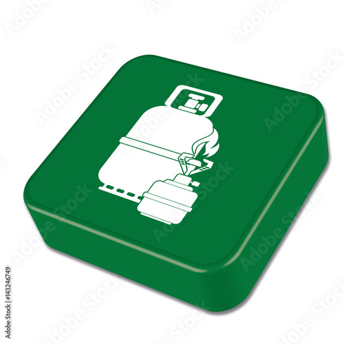 Camping stove with gas bottle icon vector