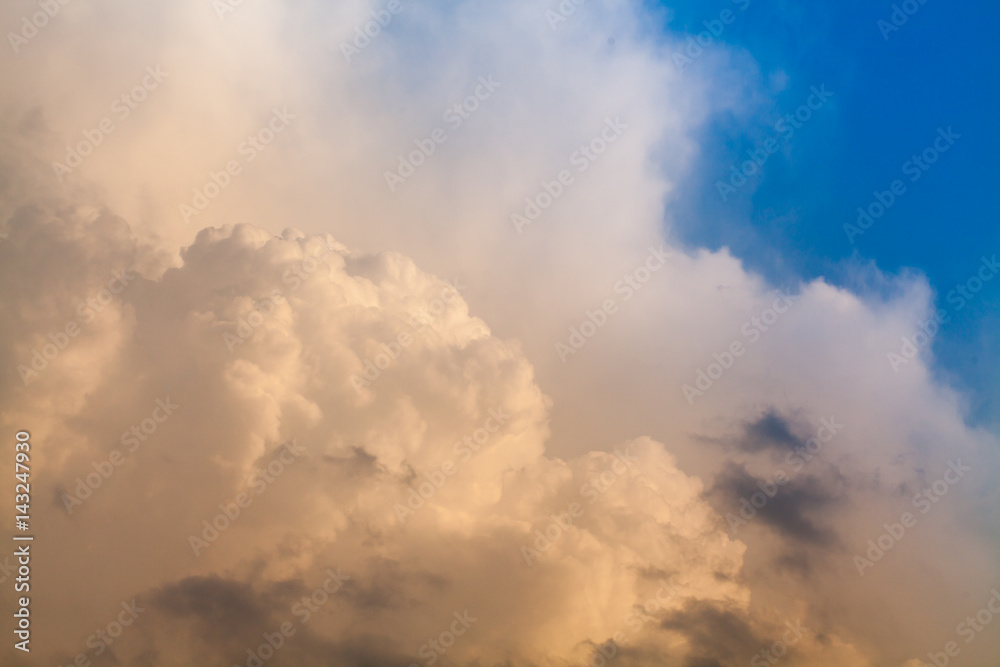 colorful dramatic sky with cloud at sunset