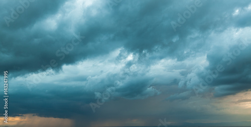 colorful dramatic sky with cloud at sunset