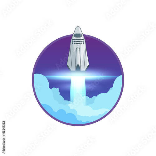 Colorful Rocket Launch Round Sign Template