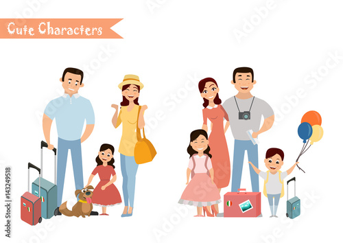 People and family traveling on vacation.