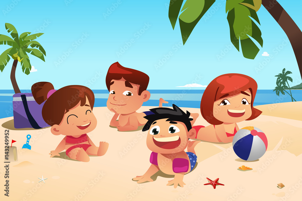 Happy Family Having Fun on the Beach Happy Family Having Fun on the Beach